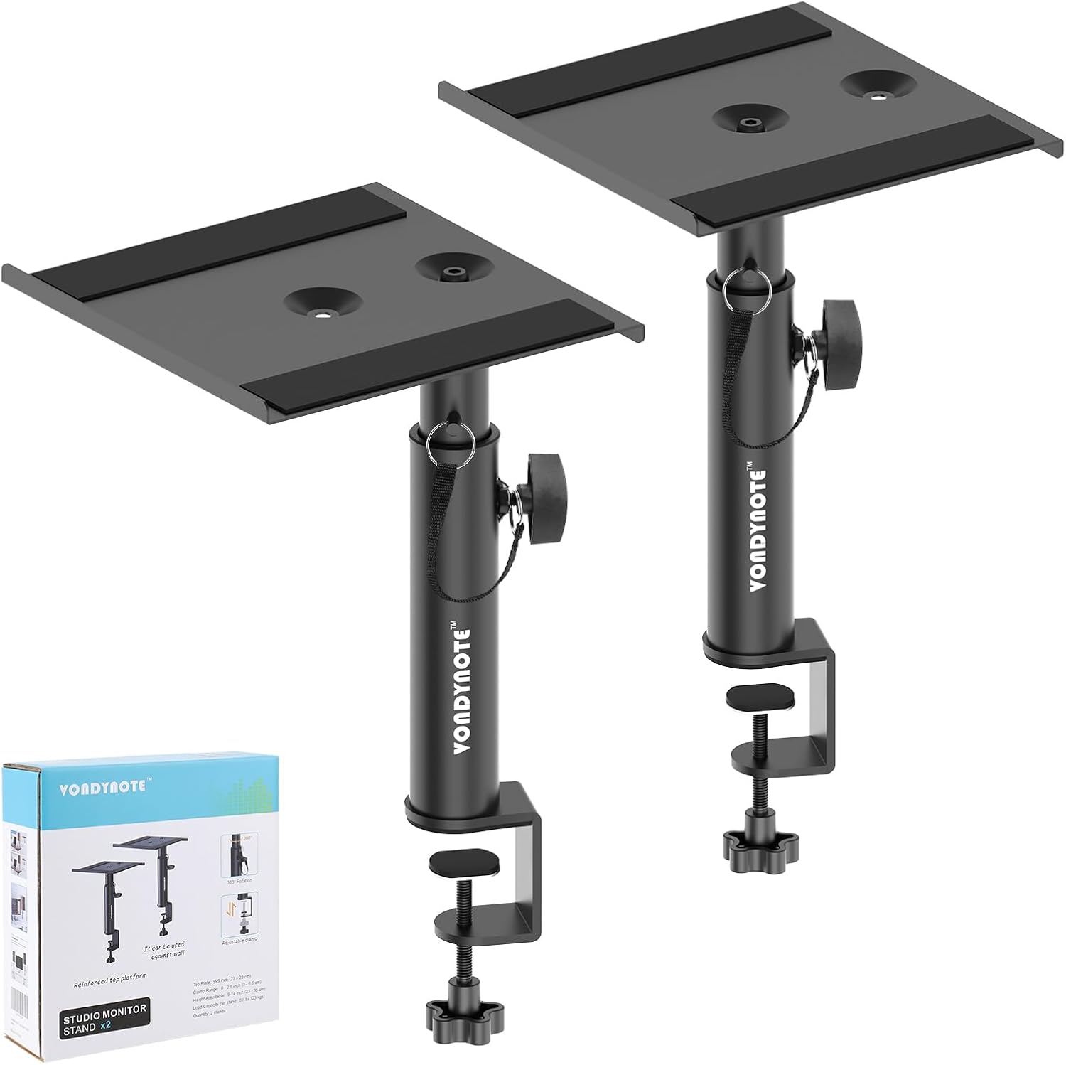 Set of 2 Studio Monitor Stands for Desktop Clamp Speakers
