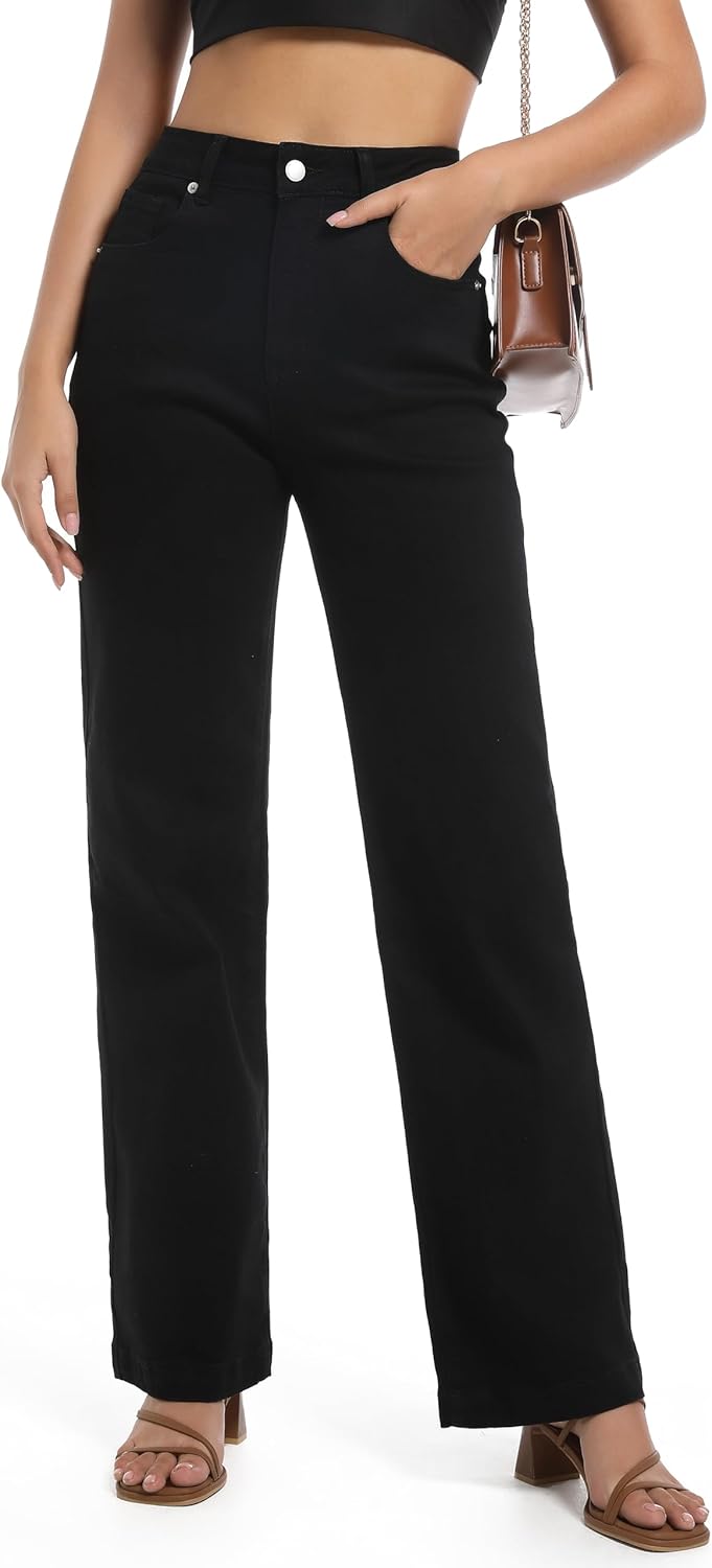 High Waisted Straight Leg Stretchy Jeans for Women - Trendy Fit