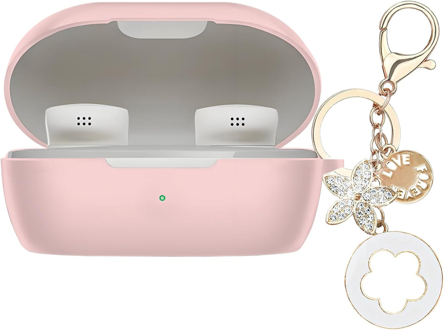 Pink Silicone Case for Bose Earbuds + Bling Keychain
