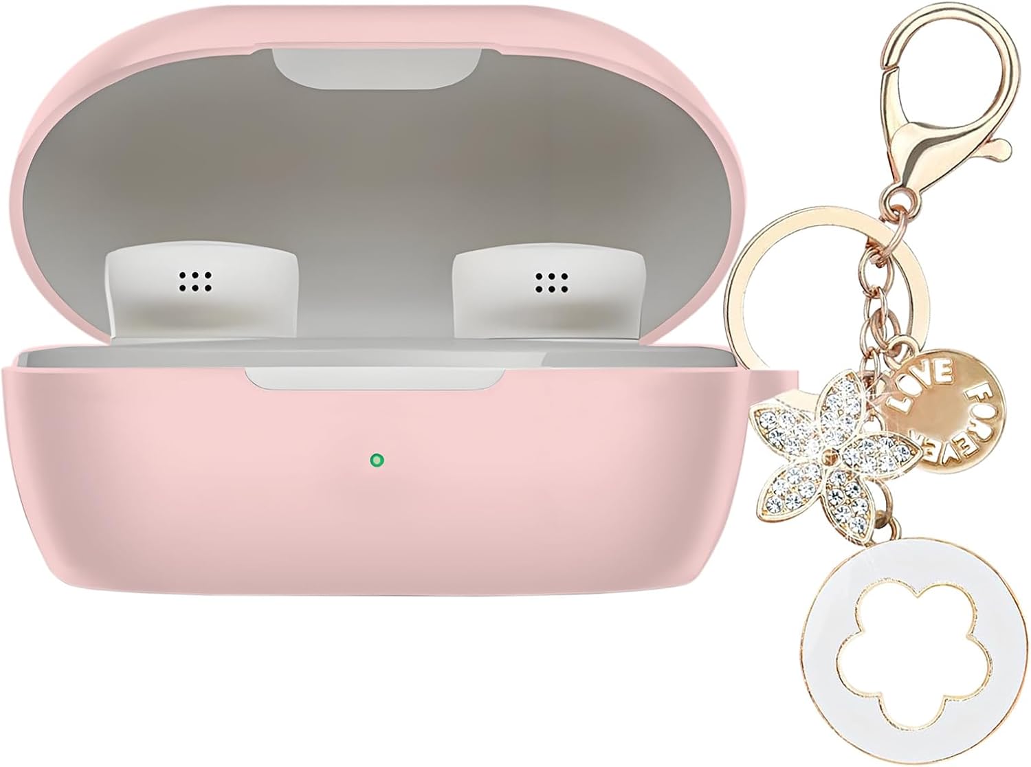 Pink Silicone Case for Bose Earbuds + Bling Keychain