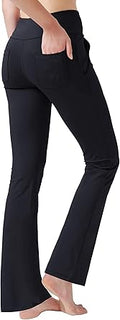 High Waisted Boot Cut Yoga Pants with 4 Pockets - Tummy Control