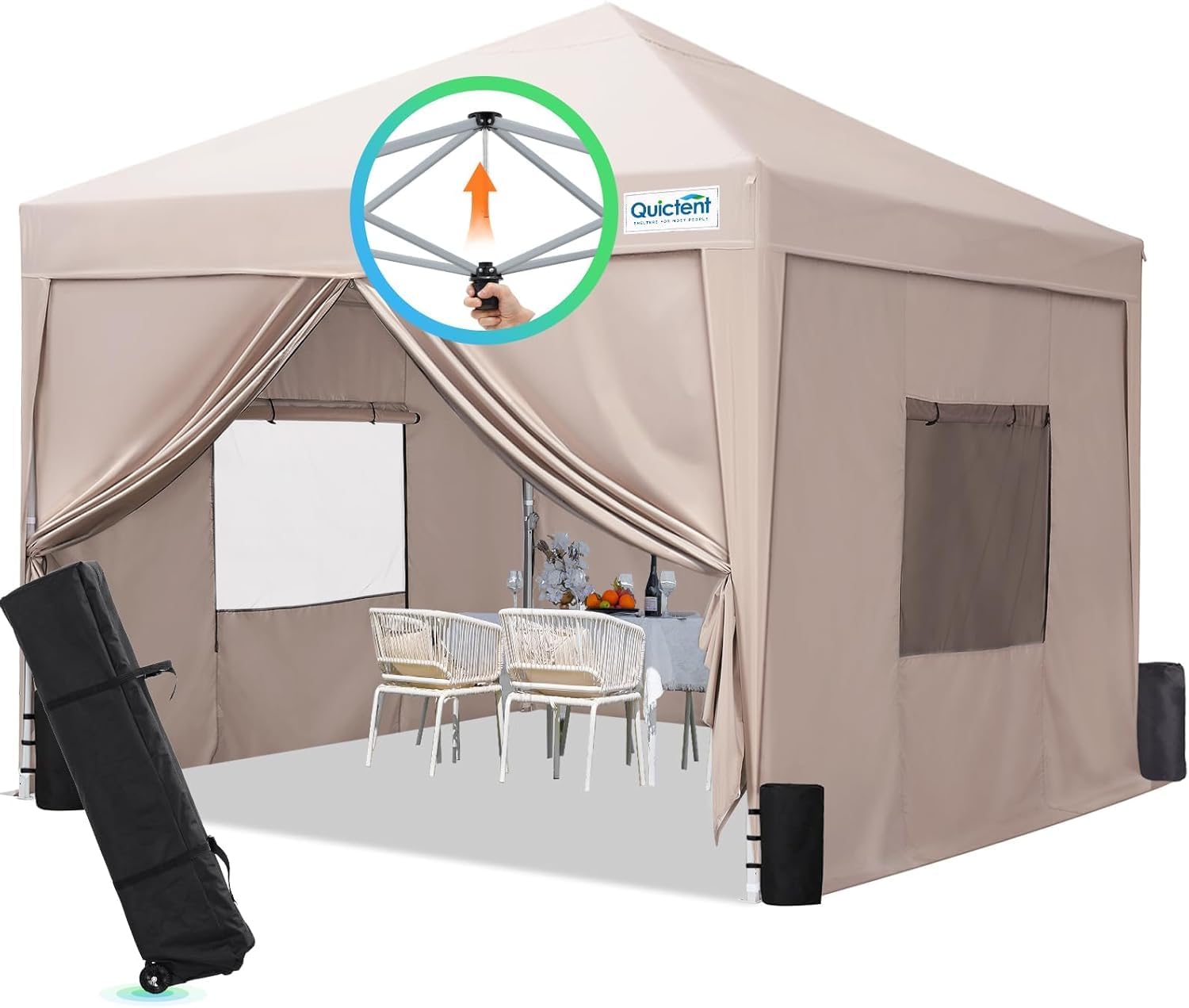Quictent 6.6x6.6 Pop Up Canopy Tent with Sidewalls and Windows