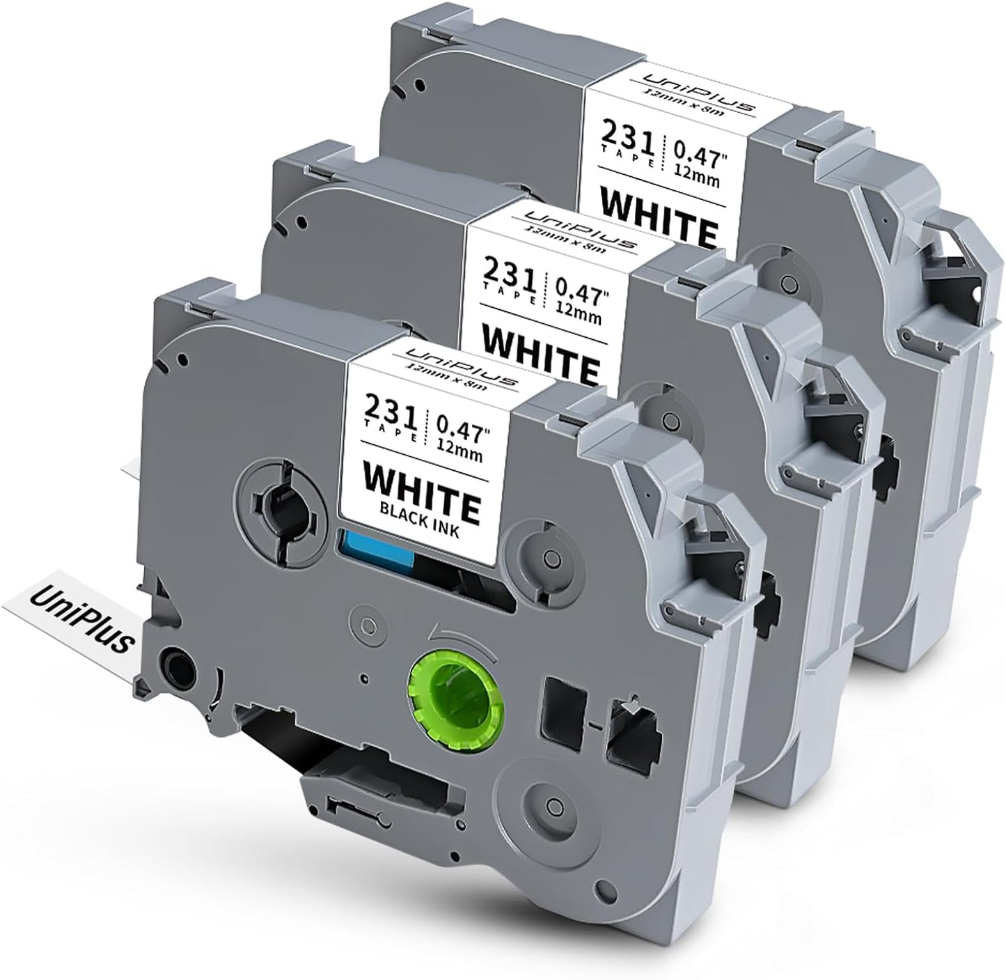 UniPlus 12mm White TZ Tape 3-Pack for Brother Label Maker