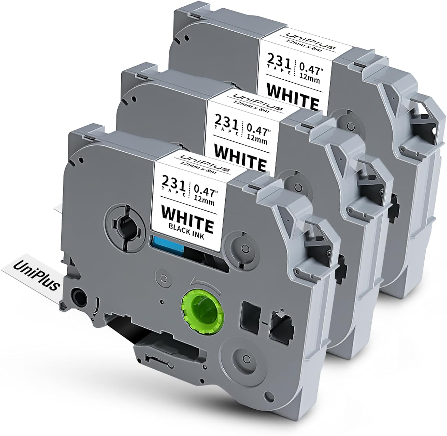 UniPlus 12mm White TZ Tape 3-Pack for Brother Label Maker