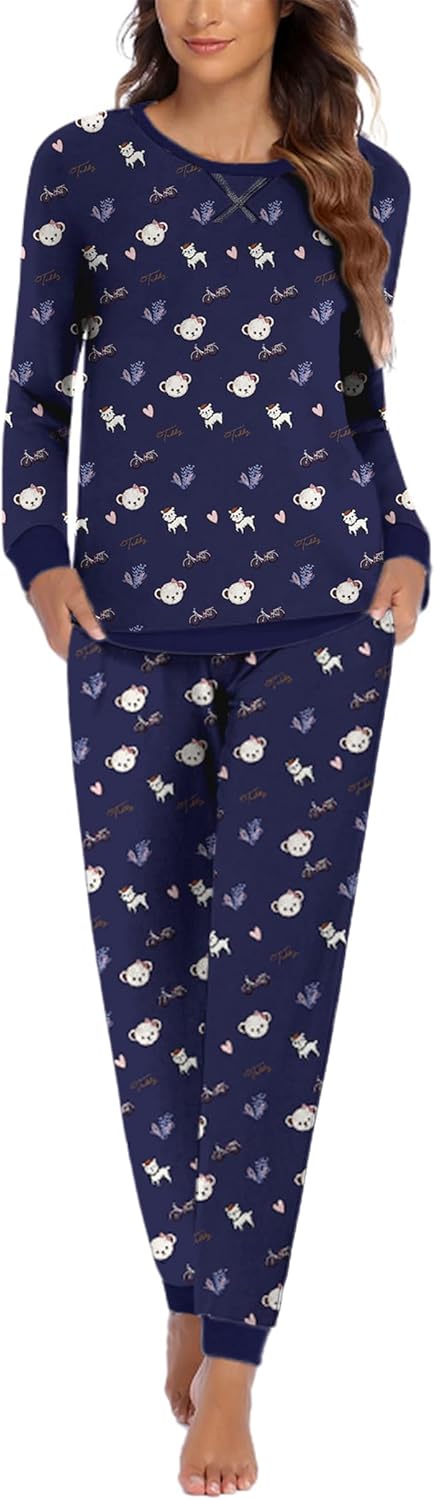 Ekouaer Pajamas For Women Comfy Long Sleeve Jogger Set