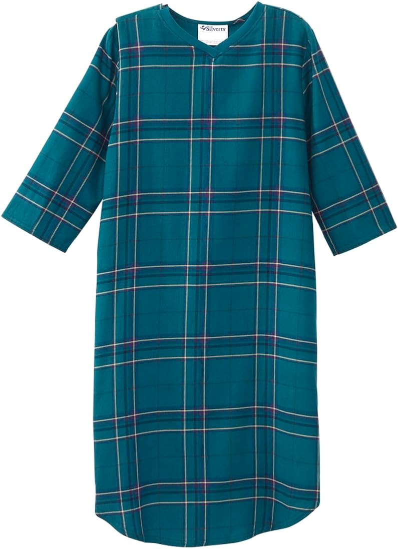 Mens Open Back Adaptive Flannel Nightgown for Comfort and Style