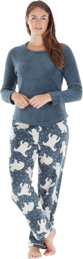 PajamaMania Women's Fleece Long Sleeve Pajama Set for Comfort