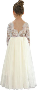 Girl Peony Lace Back A-Line Straight Tulle Party Dress - Soft Lace
