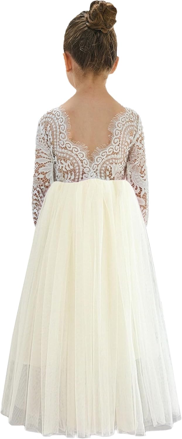 2Bunnies Girl Peony Lace Back A-Line Tutu Flower Girl Dress