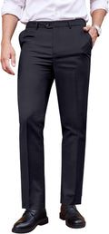 Classic Fit Dress Pants Flat Front Straight Formal Pants - Wrinkle