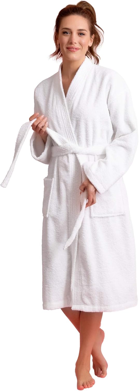 Soft Touch Linen Women's Terry Cloth Kimono Bathrobe for Comfort