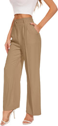Wide Leg Pants Womens High Elastic Back Waist - Work Trousers