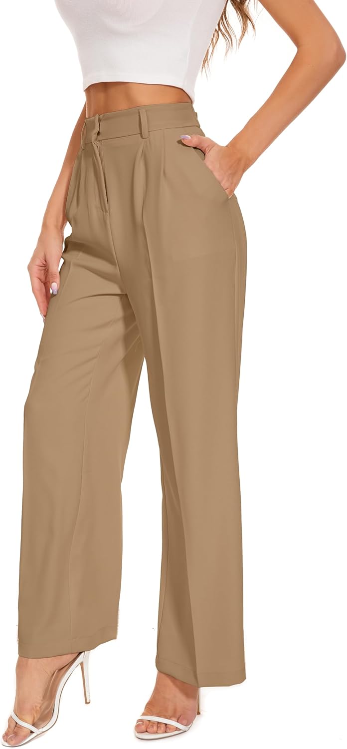 Wide Leg Pants for Women with High Elastic Waist for Comfort
