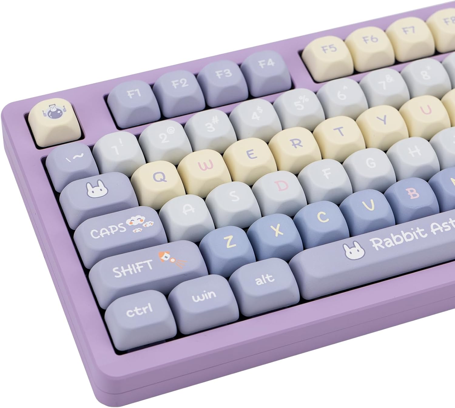 Purple PBT Keycaps Set for Mechanical Keyboards - Cute Bunny Design