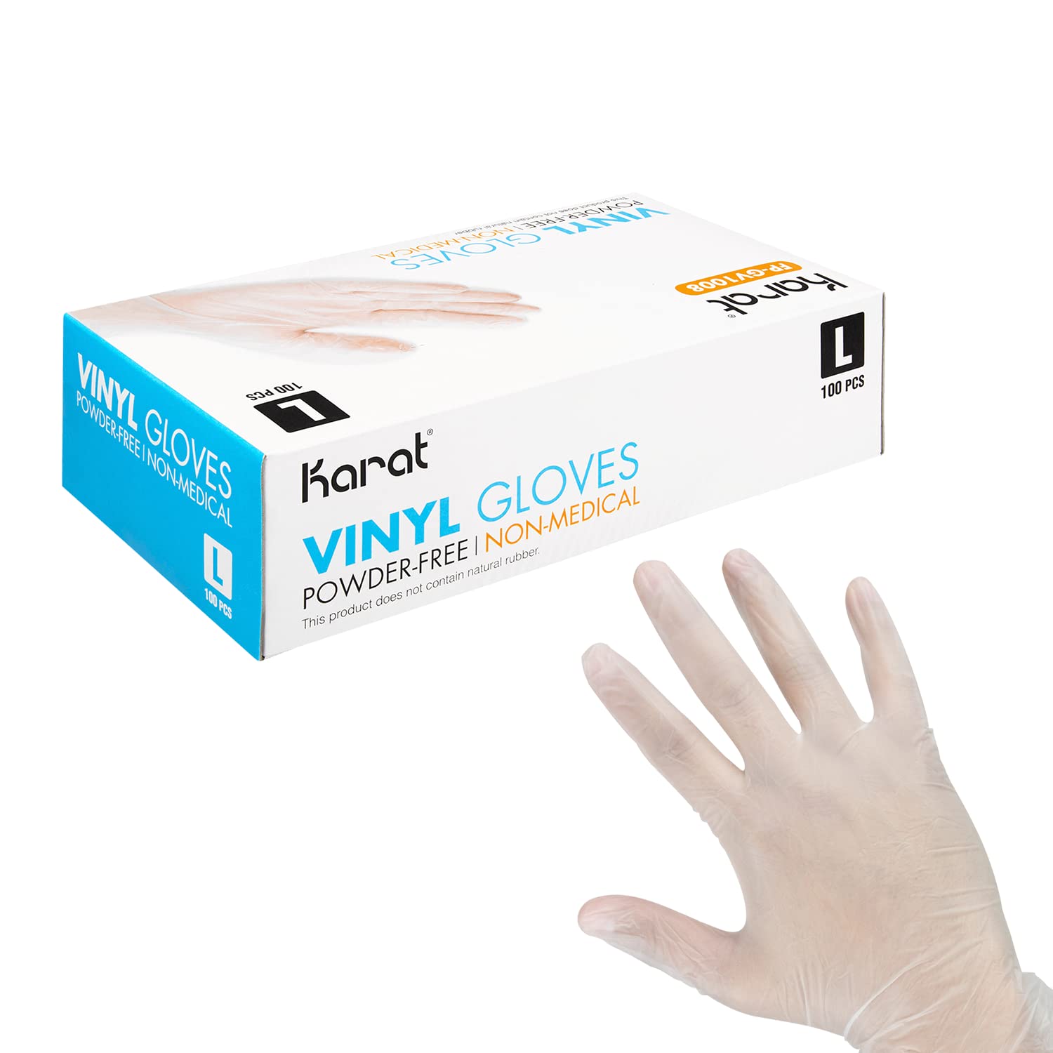 Karat Clear Vinyl Gloves - Tear-Resistant, Powder-Free, 1,000 ct