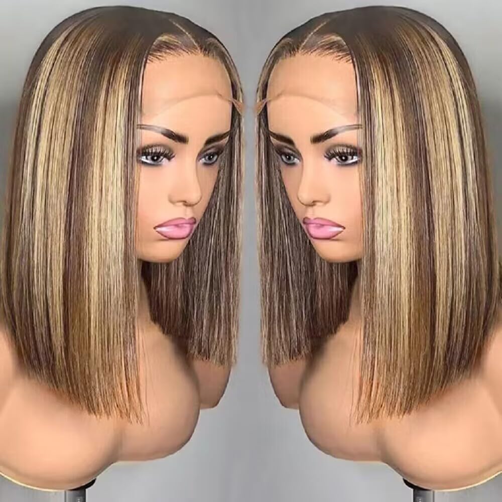 HD Transparent Glueless P4/27 Highlight Bob Wig for Women