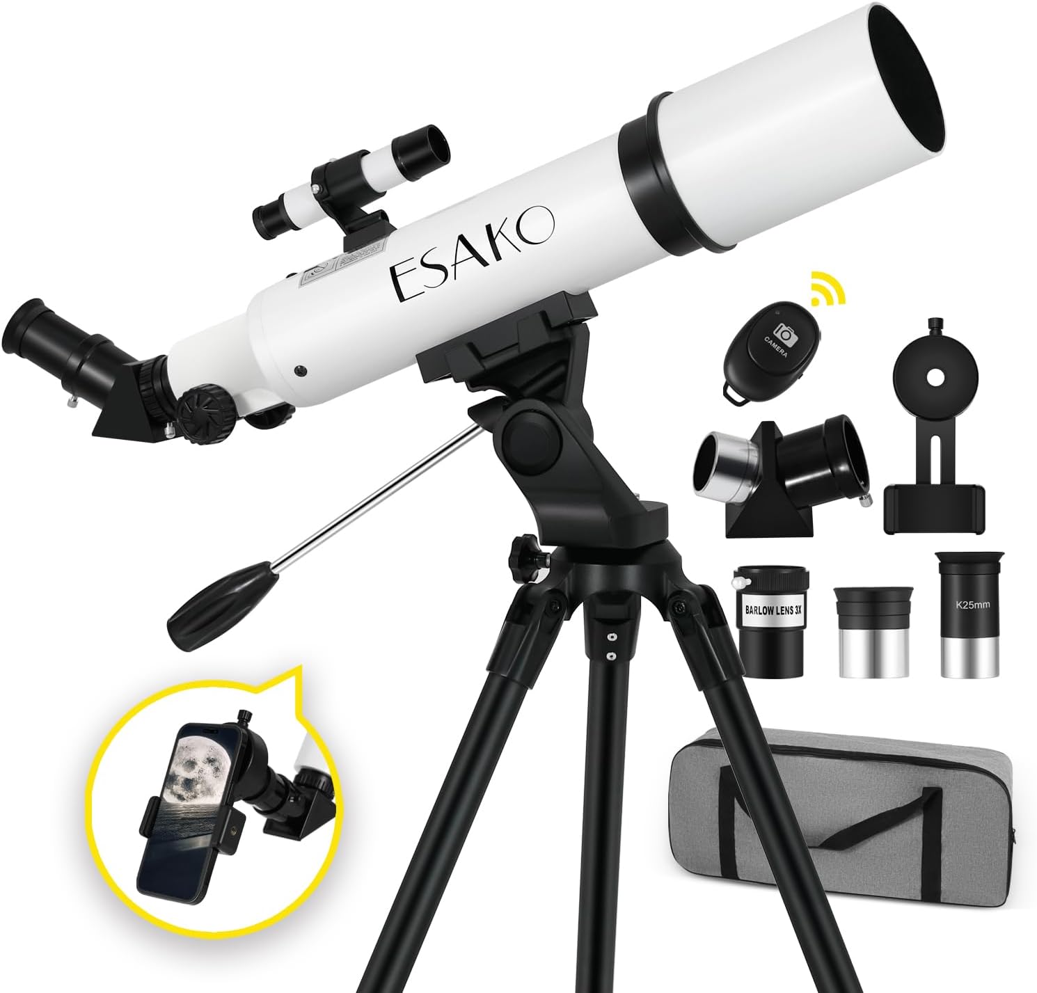 ESAKO Telescope for Adults & Kids - 80mm Aperture for Beginners