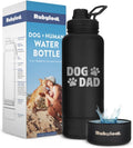 Dog Dad Water Bottle with Detachable Bowl for Adventures