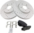 TRQ Front Brake Pad & Rotor Kit - G-Coated Slotted X Drilled Ceramic
