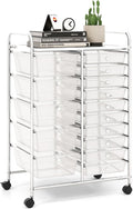 LDAILY 15 Drawer Rolling Storage Cart - Compact Art & Office Organizer