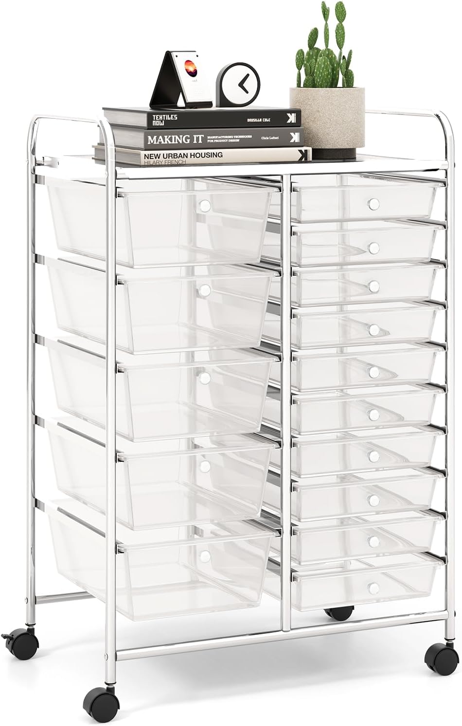15 Drawer Rolling Storage Cart for Classroom and Home Office