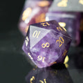 Amethyst Gemstone Dice Set D&D Crystal Stone Dice - Gift Case
