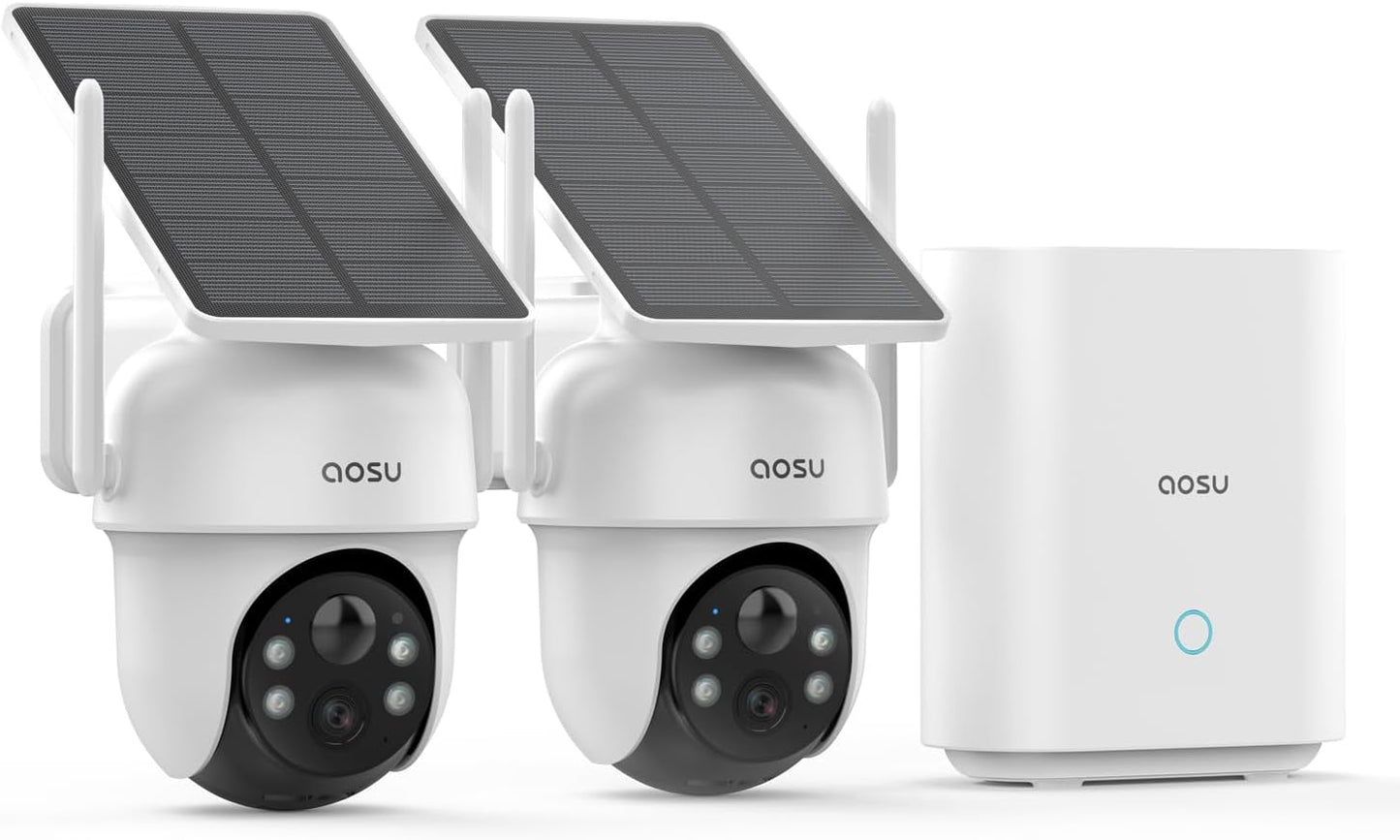 AOSU Outdoor Security Cameras: No Subscription, Solar-Powered, 2K Night Vision