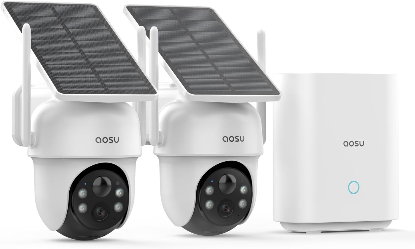 AOSU Outdoor Security Cameras: No Subscription, Solar-Powered, 2K Night Vision