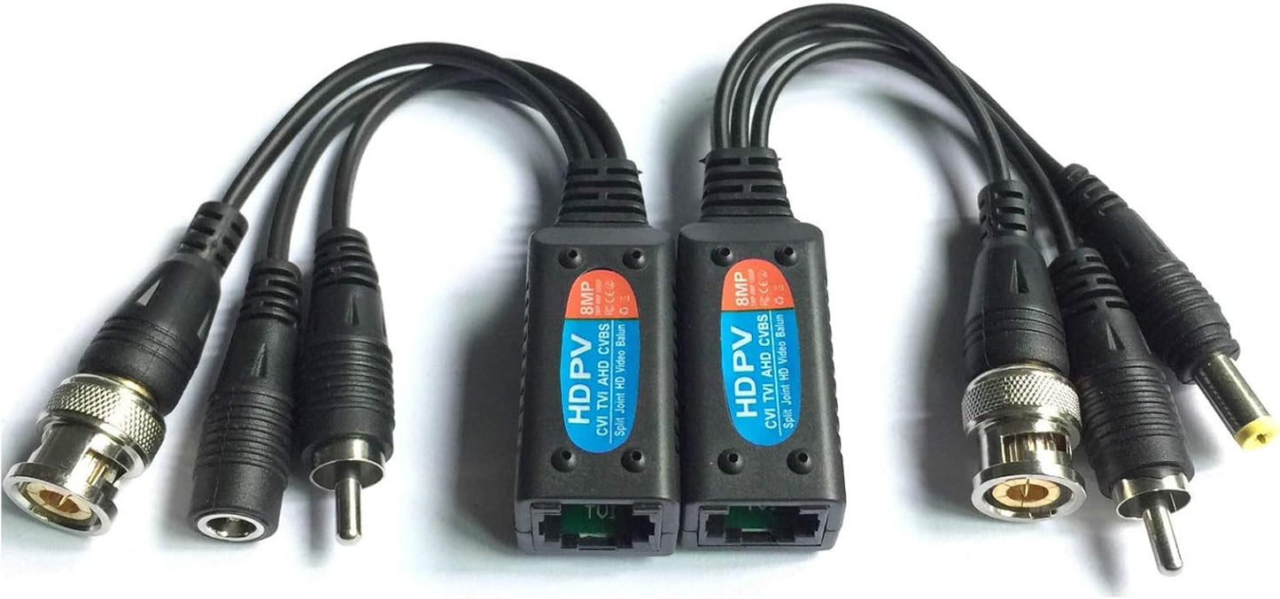 Evertech 20 Pairs 8MP Passive HD BNC Video Power Balun Transceiver