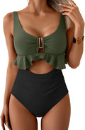 B2prity One Piece Swimsuit Tummy Control Ruffled V Neck