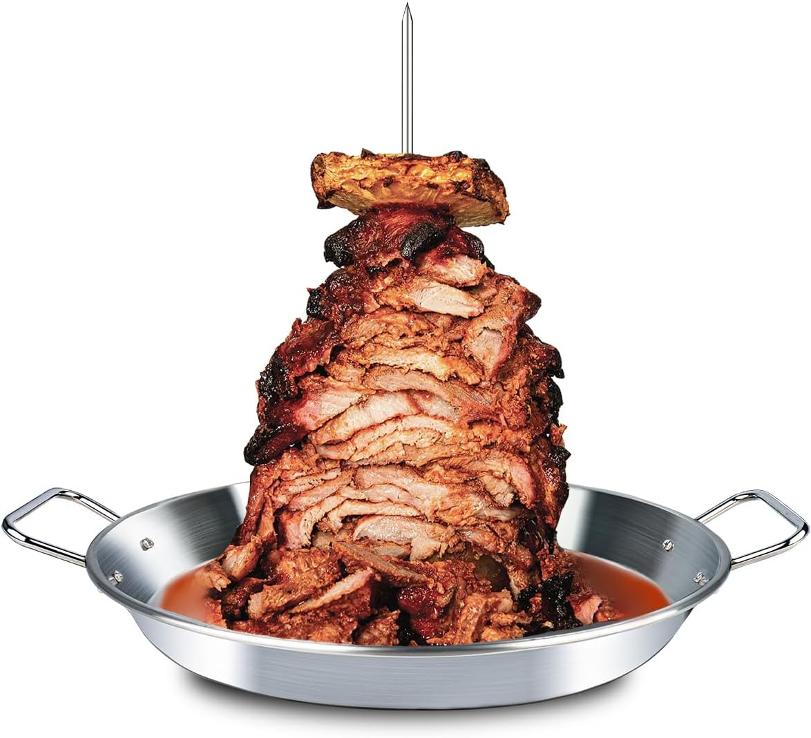 BBQ Vertical Skewer Pan for Gyros, Shawarma, and Al Pastor