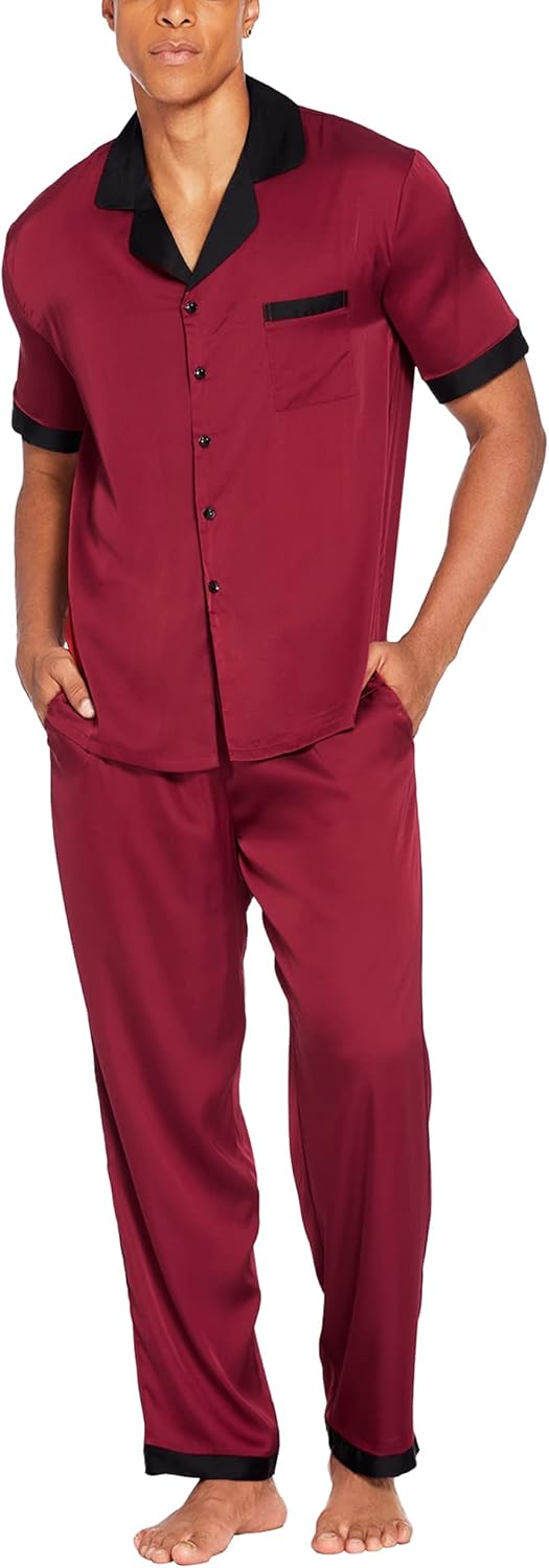 Ekouaer Men Satin Silk Pajamas Set for Ultimate Comfort