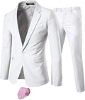 YND Men's One Button Slim Fit 2-Piece Suit with Tie - 20 Colors