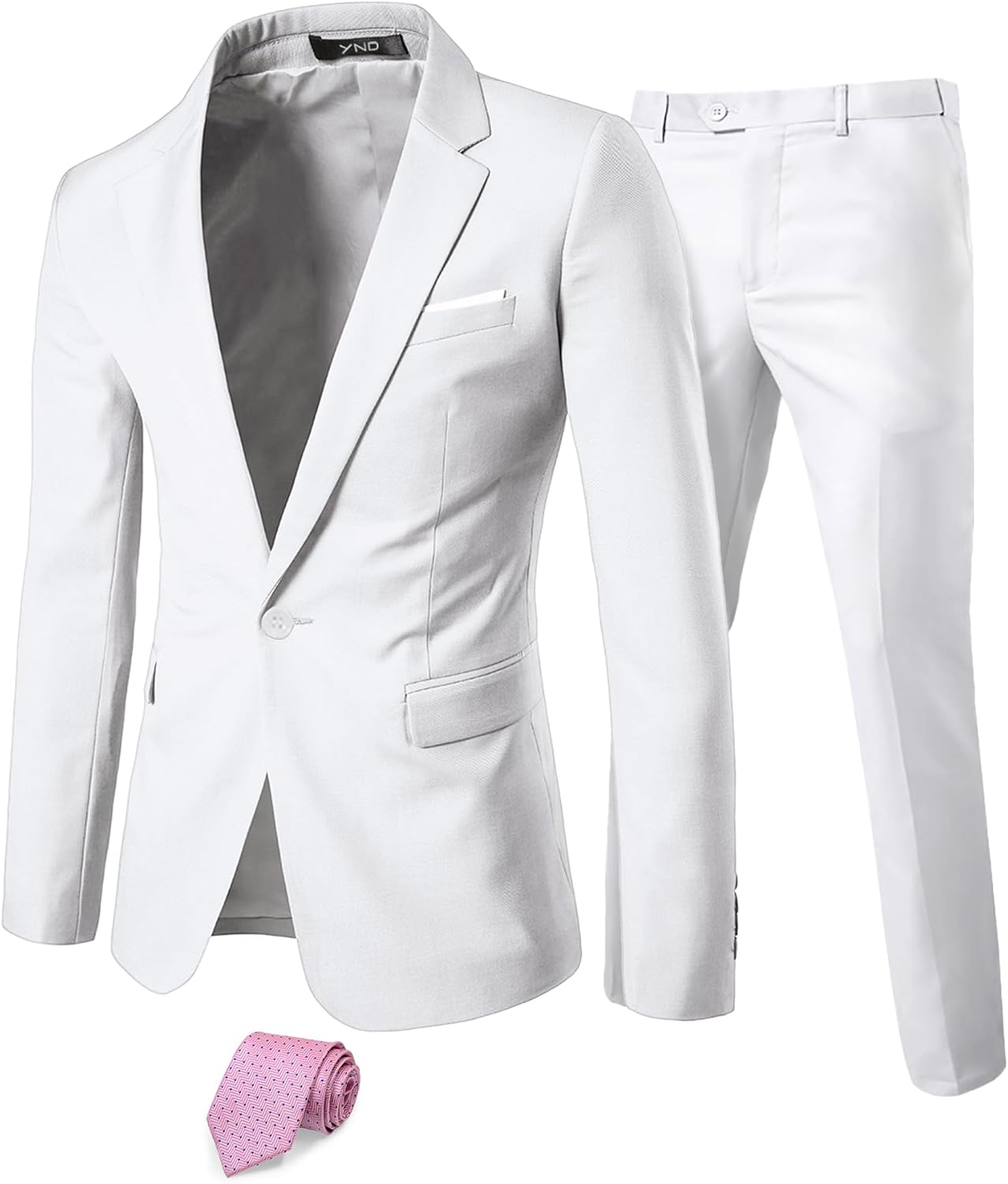 YND Men's 2 Piece Suit with Tie for Weddings and Business Events