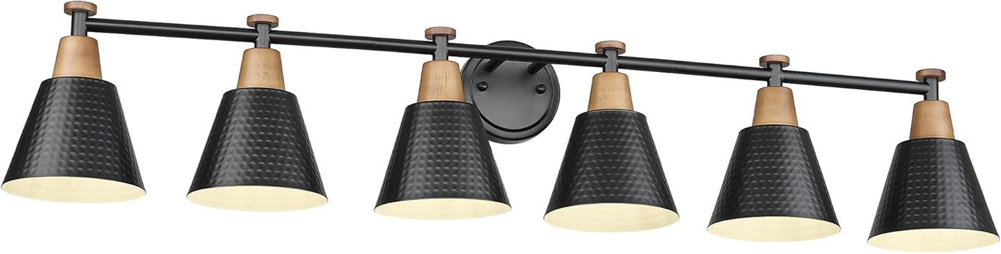 FEMILA Black 6 Light Bathroom Vanity Light for Modern Spaces
