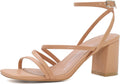LACUONE Strappy Heels Block Heels Square Toe Chunky Ankle Pump Shoes
