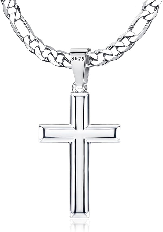 925 Sterling Silver Cross Necklace for Men Women by MILACOLATO