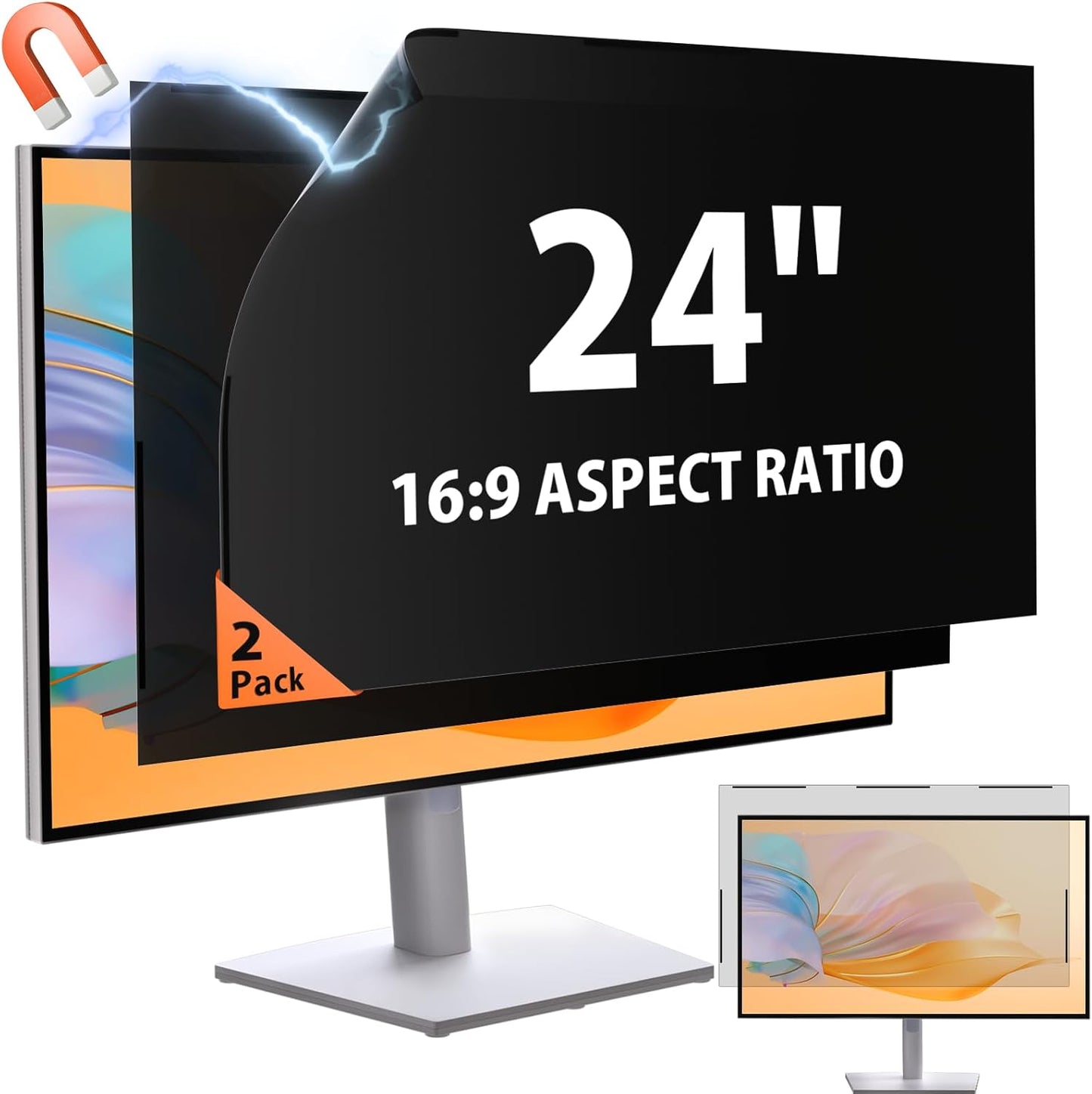 24 Inch Magnetic Privacy Screen for Monitor - Anti-Glare Filter