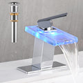 LED Bathroom Sink Faucet with Color Changing Waterfall Design