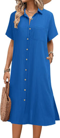 HOTOUCH Women's Short Sleeve Casual Midi Dress for Summer Fun