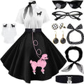 Sock Hop Outfits Women 1950s Poodle Dresses 10Pc Set - Retro Party
