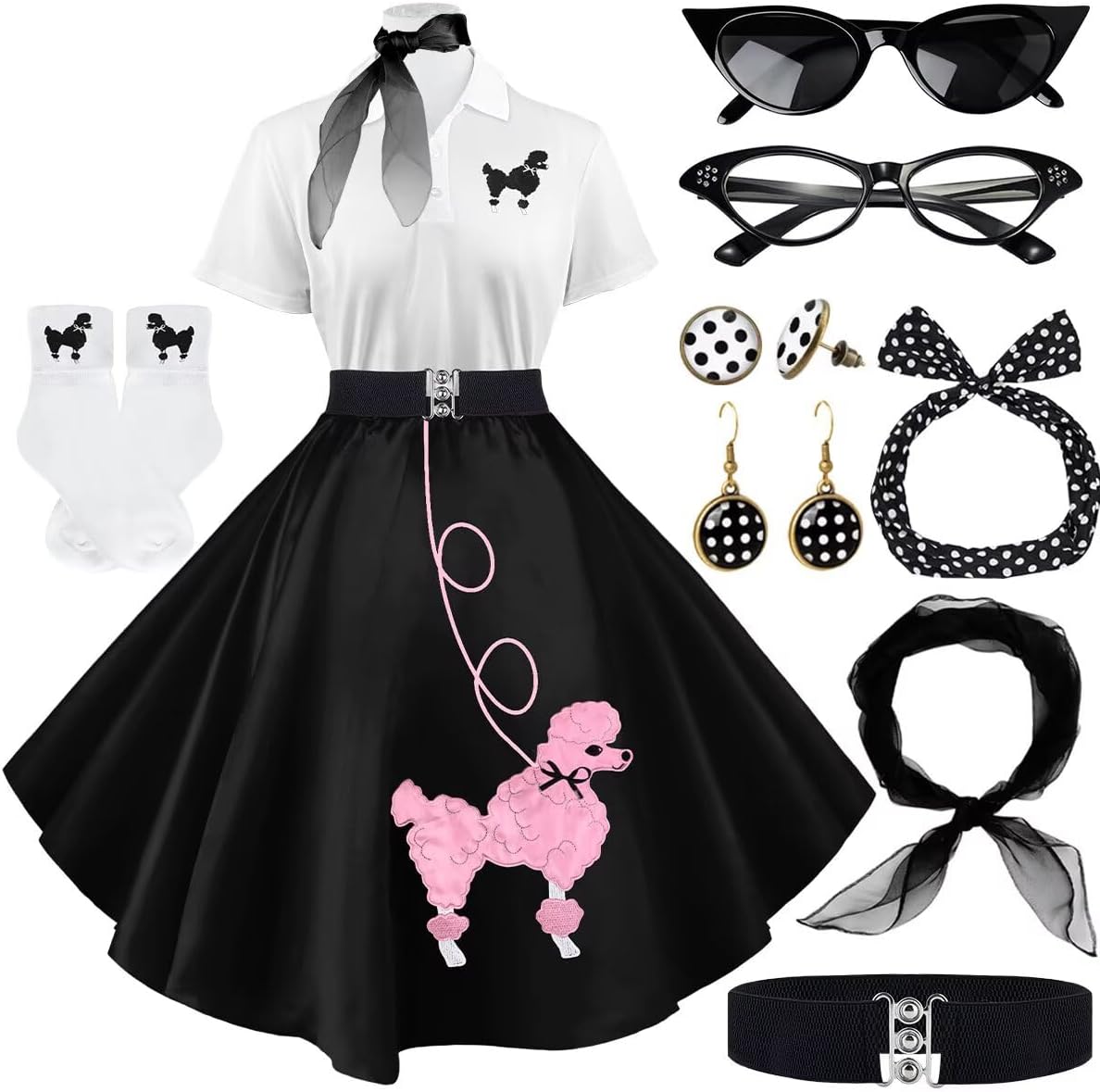Sock Hop Outfits Women with 50s Accessories for Retro Fun