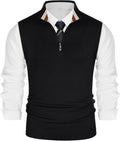 PJ PAUL JONES Mens Sweater Vest with Quarter Zip and Stripes