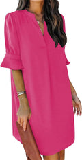 Summer Dresses for Women V Neck Ruffle Short Sleeve Casual Shift Shoes