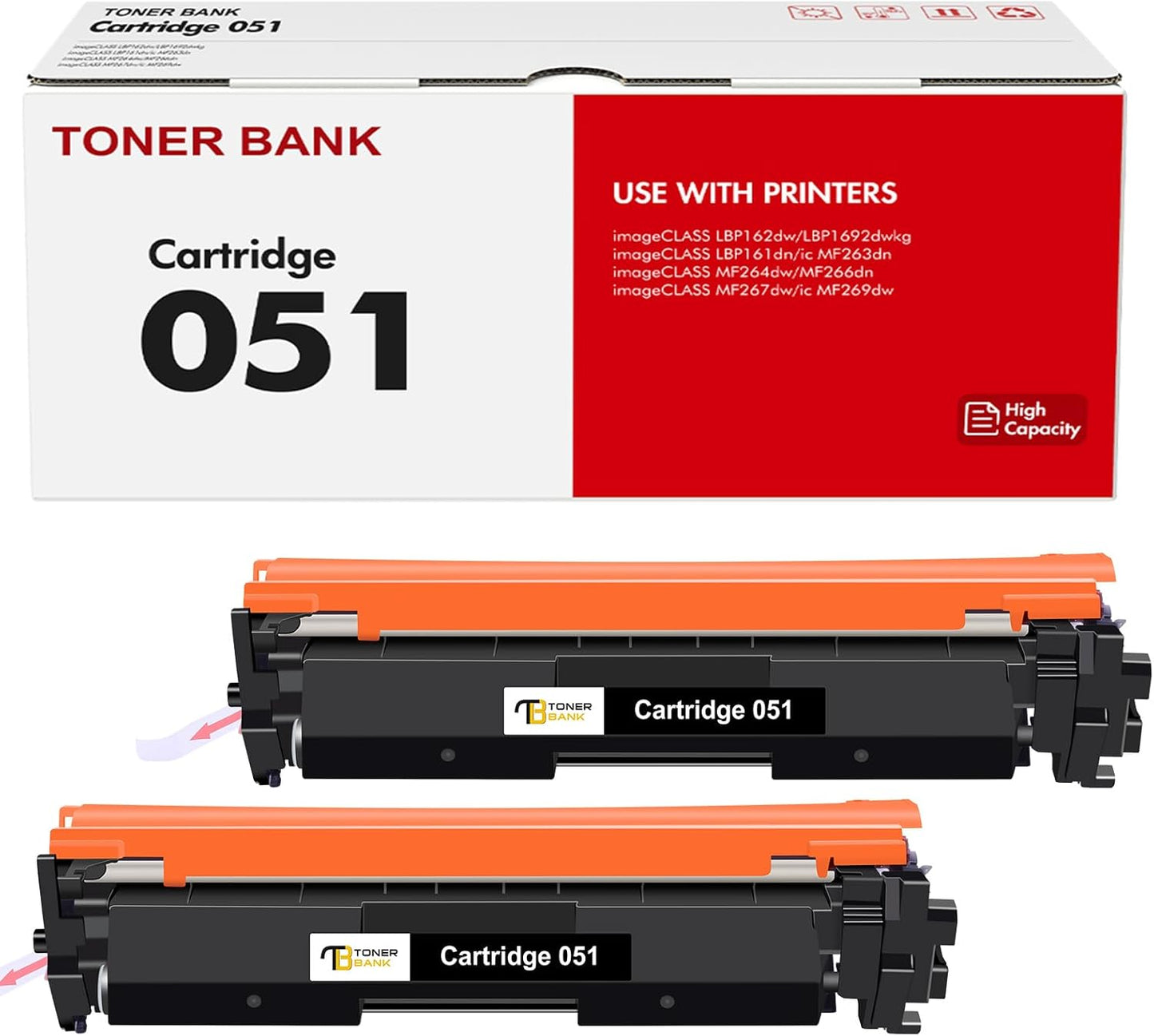 051 Toner Cartridge Compatible for Canon Printers - 2-Pack