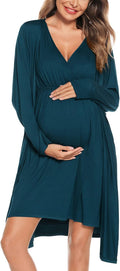 SWOMOG Women Maternity Nursing Gown and Robe Set (Style 12KM)