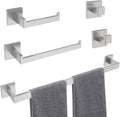 5-Piece Brushed Nickel Bathroom Hardware Set - Wall Mounted Towel Set