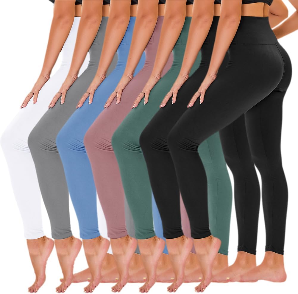 TNNZEET 7 Pack Leggings for Women - High Waisted Comfort Fit