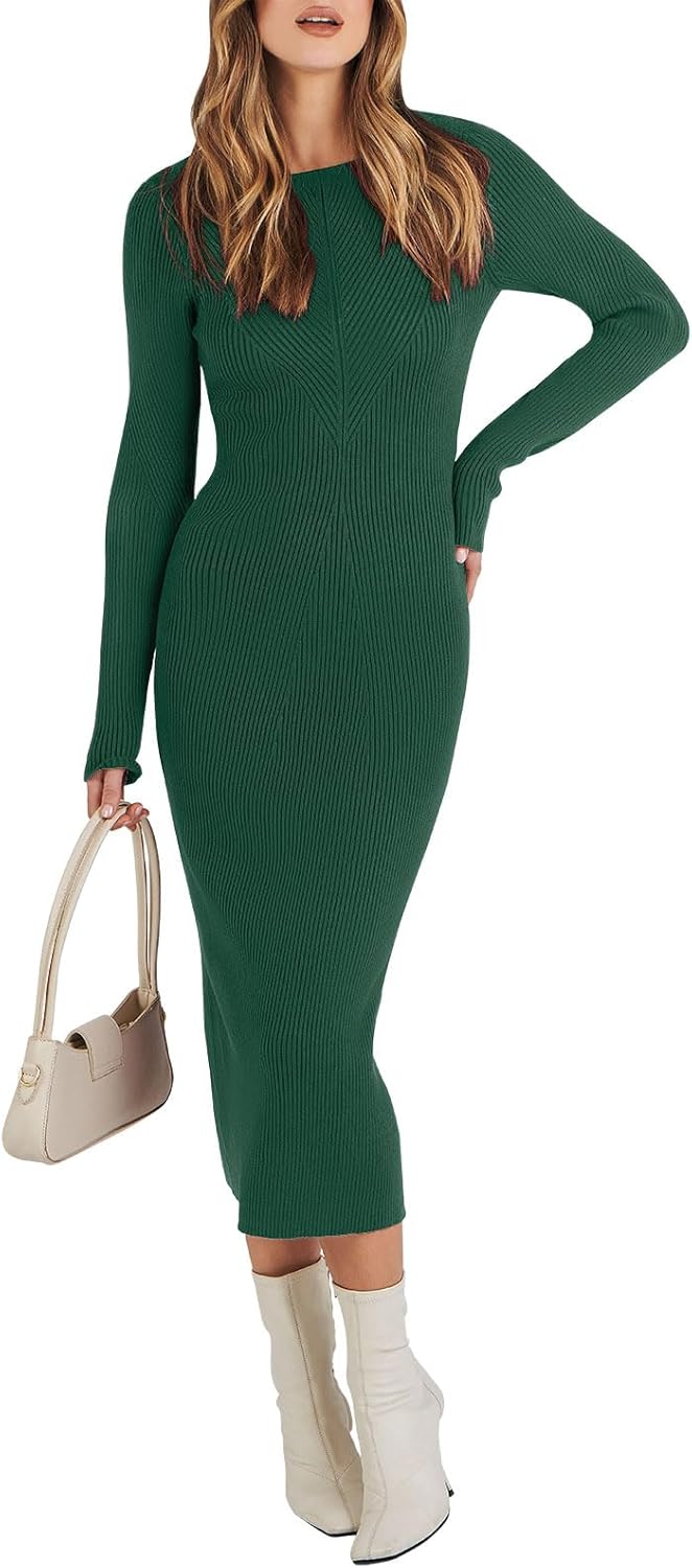 ANRABESS Womens Long Sleeve Sweater Dress for Trendy Outfits