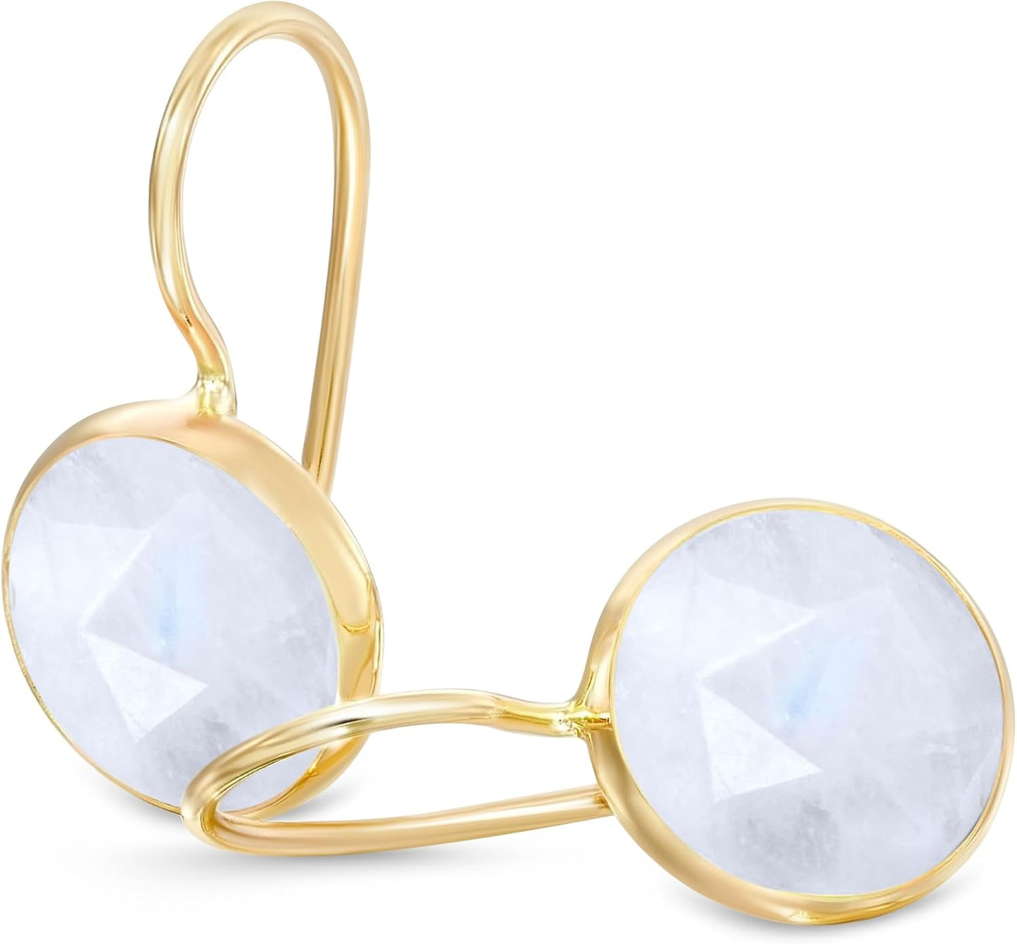 14k Solid Yellow Gold Moonstone Dangle Earrings for Any Occasion
